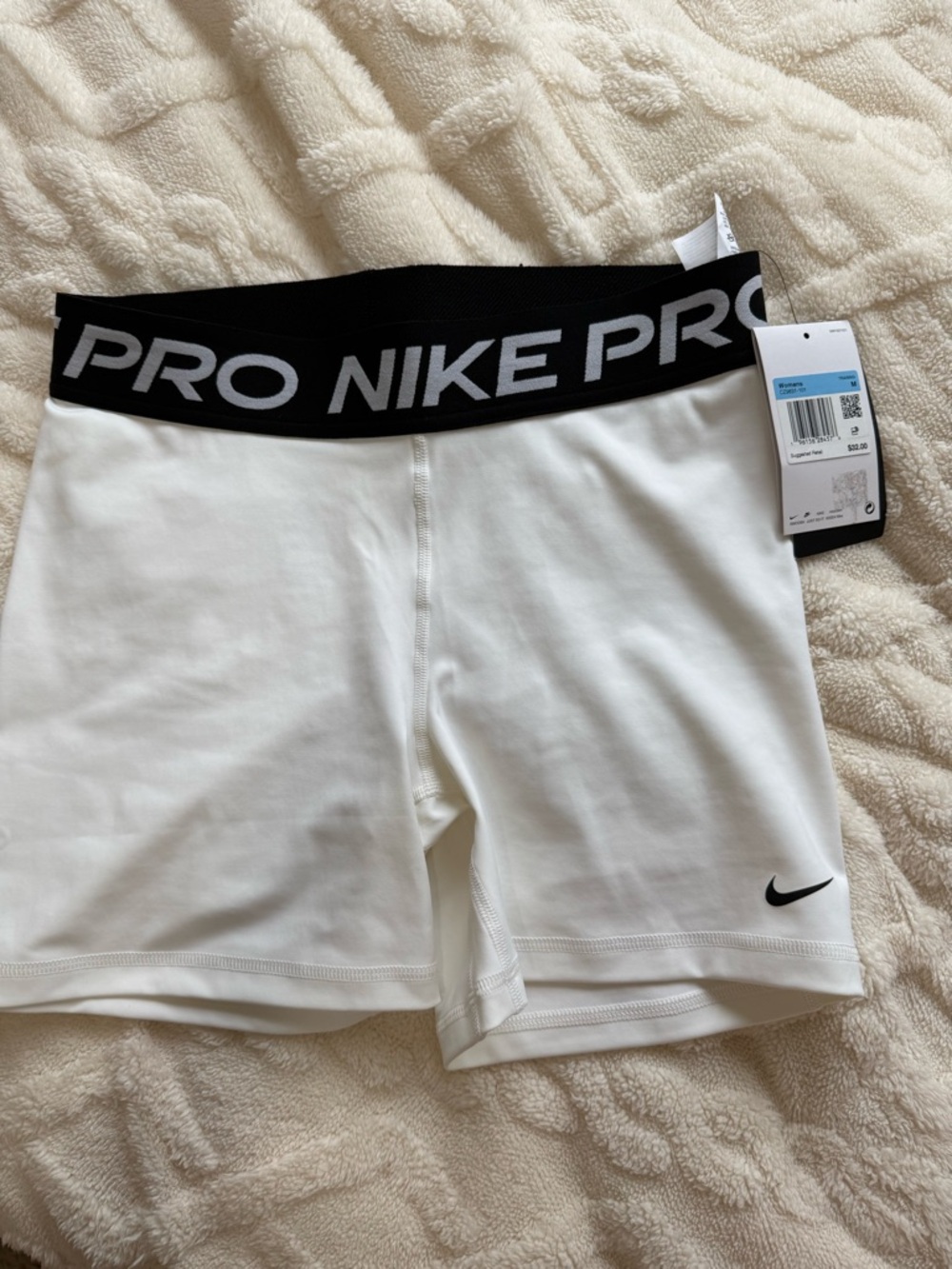 Nike White Compression Shorts with Black Branded Waistband